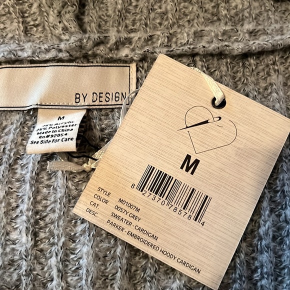 By Design Parker Hooded Cardigan in Grey Dawn, Size Medium - Picture 10 of 15